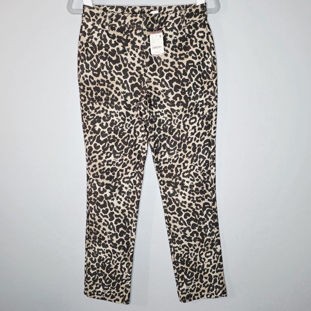 New Free People Molly Slim Pants Neutral Combo Animal Print  Women's 4 Boho Rock - Picture 6 of 14
